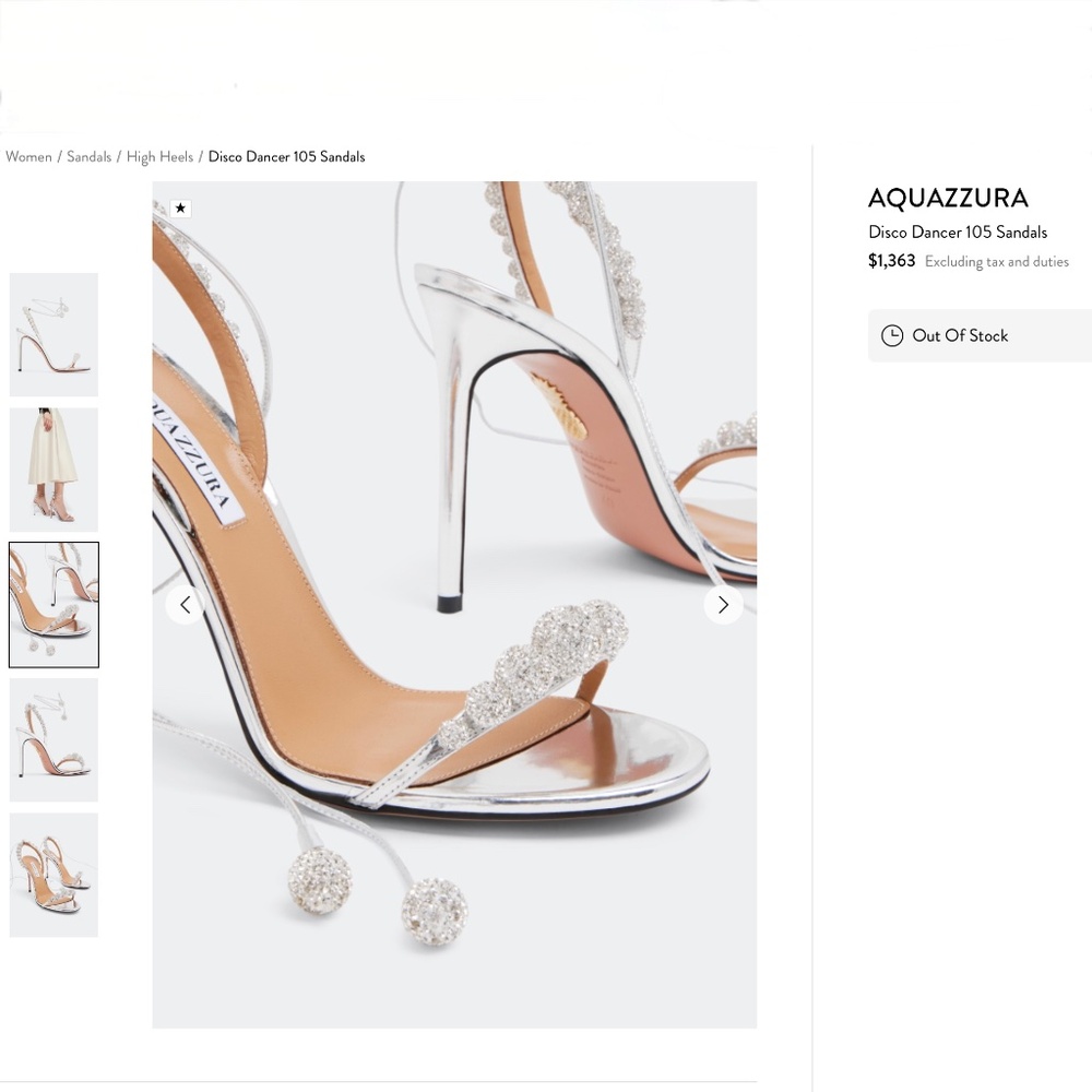 Aquazzura Silver Disco Ball Leather Stilettos / Heels US8 - Picture 7 of 16